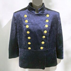 Pierre Balmain Navy‎ Velvet Military Jacket
